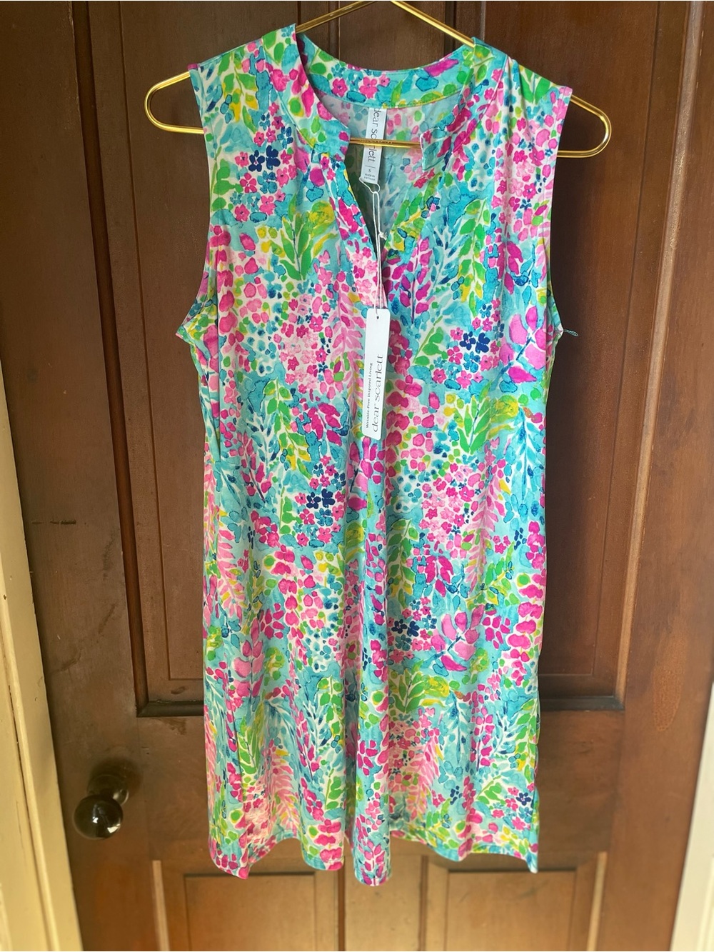 Dear Scarlett women's small sleeveless multi-colored dress nwt